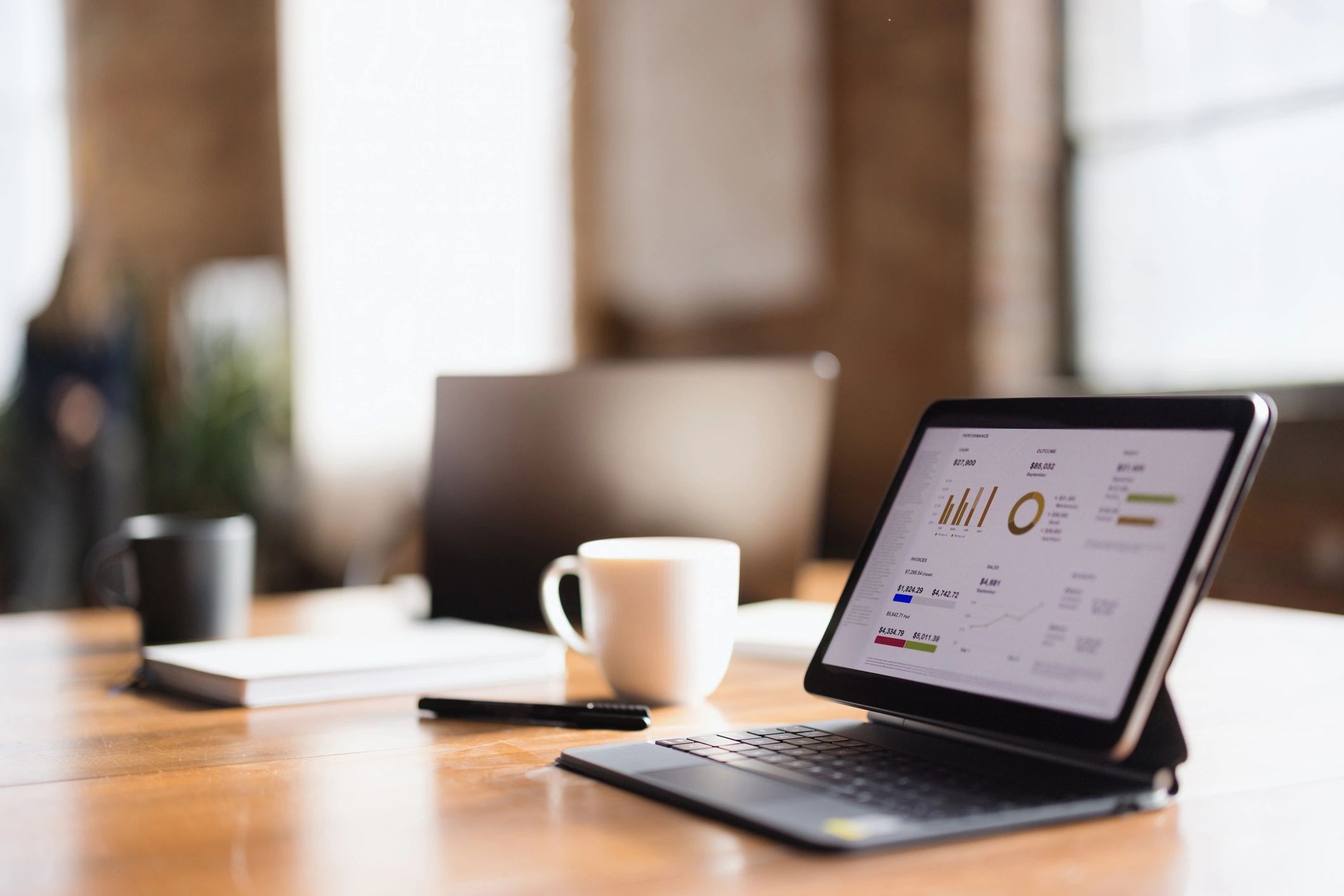 Analytics dashboard on a tablet